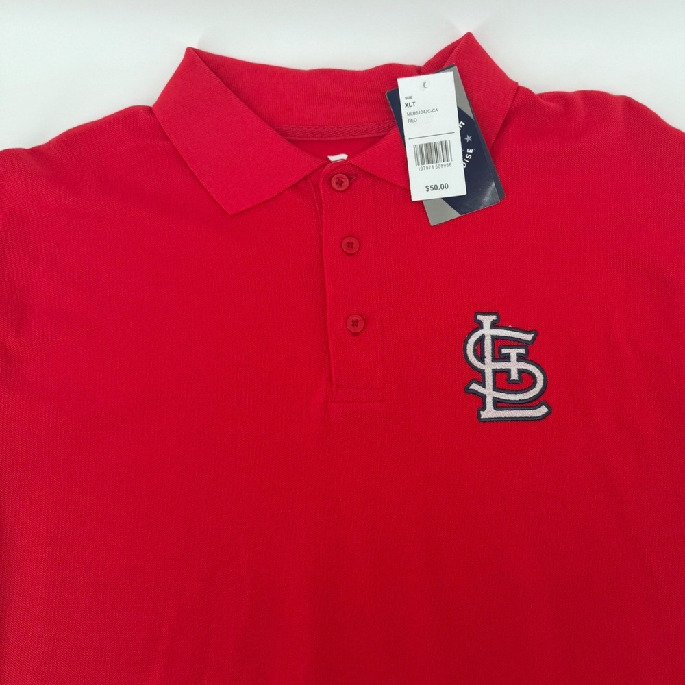 Fanatics Polo Shirt Mens XLT Red St. Louis Cardinals‎ MLB Pique Short Sleeve New